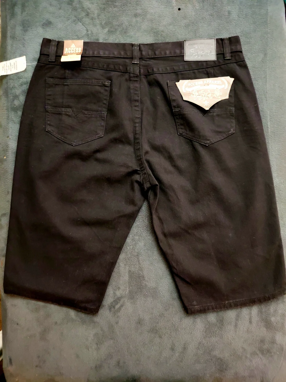 Men's Black Distressed Jean Shorts (Size 42)